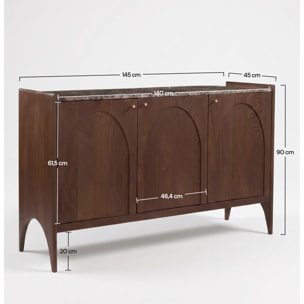 Buffet en bois de manguier et plateau en marbre - Sandro