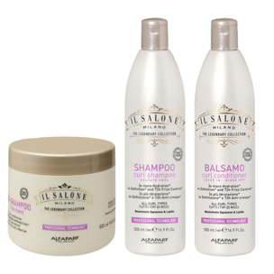 ALFAPARF MILANO Kit Il Salone Curl Pre Shampoo 500ml + Shampoo 500ml + Conditioner leave In Rinse Off 500ml