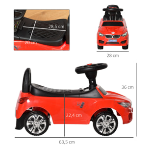 Coche Correpasillos para Niños 18-36 Meses con Faros Música 63,5x28x36 cm Rojo