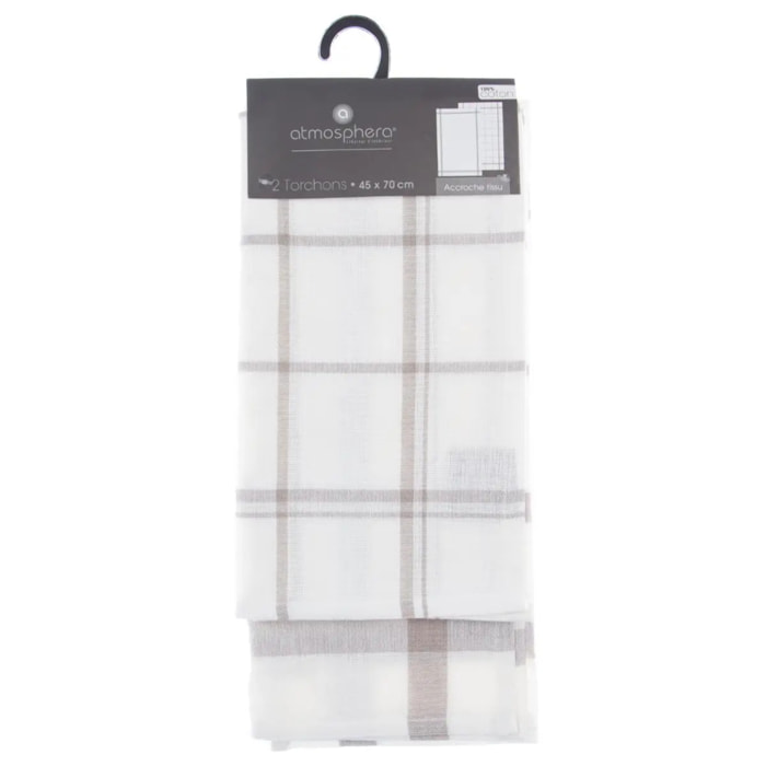 Lot de 2 torchons coton gris 45x70cm