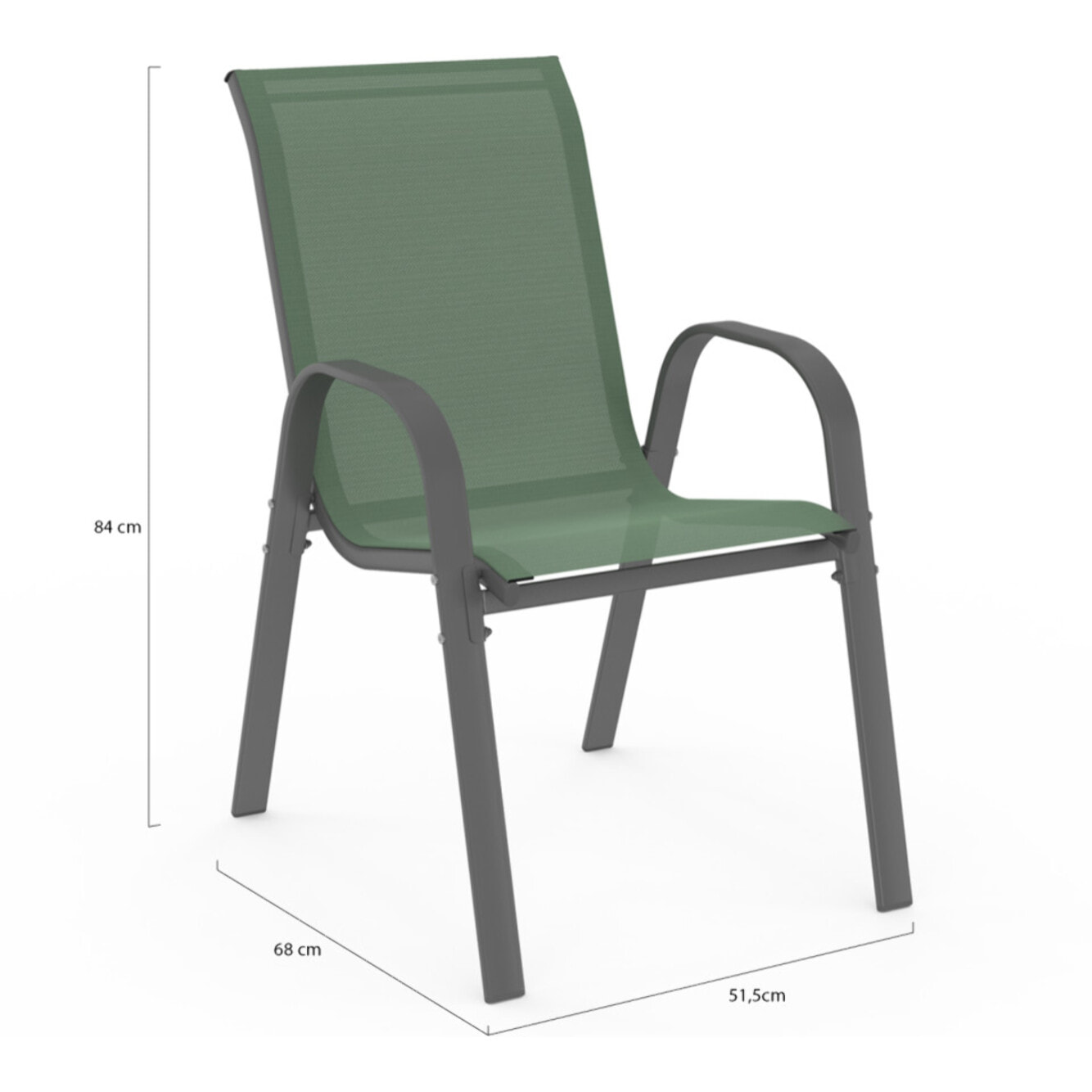 Chaises de jardin empilables textilène vert - lot de 6