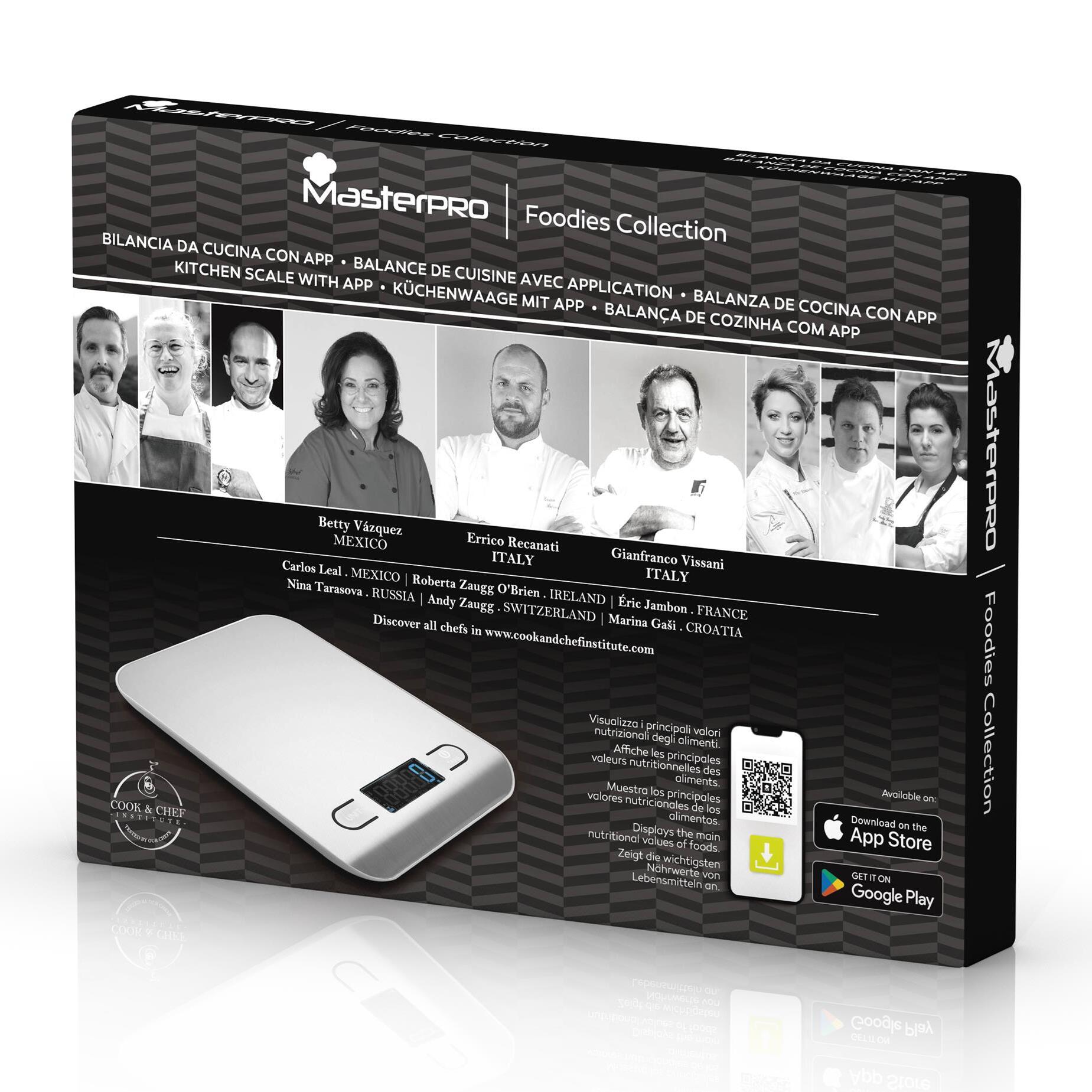 Báscula de cocina foodies de 0-5kg en acero inoxidable masterpro