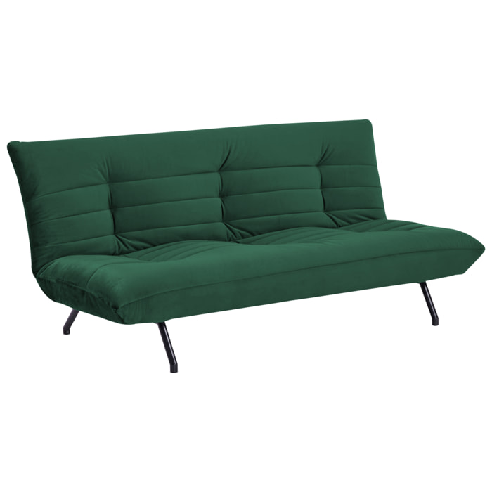 Canapé convertible 3 places en velours vert ANATOLE