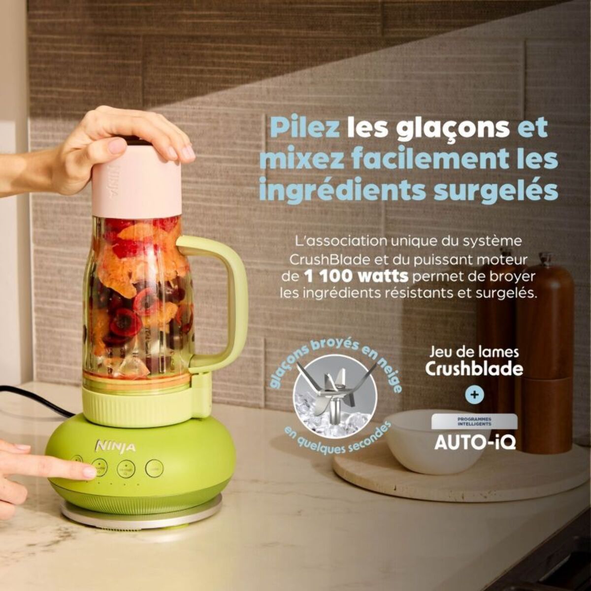 Blender NINJA BlendBoss Stone DB351EUST, portable sans fil, 0,8 L