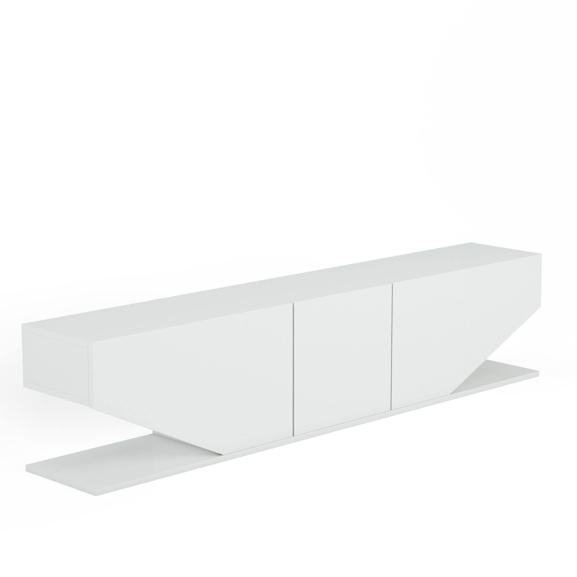 Mobile porta TV Dababaca, Credenza da soggiorno, Armadio basso per TV, Base parete attrezzata, 180x30h40 cm, Bianco