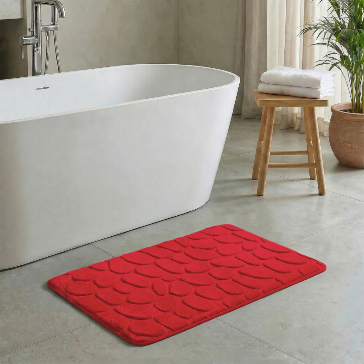 Tapis de bain Microfibre PEBBLE Rouge MSV