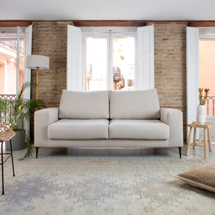 Canapé Jagger -textile, mousse pu, bois et panneau de particules-couleur beige 212 x 105 x 90 cm