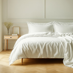 Parure housse de couette avec 1 taies 100% coton - essentiel blanc