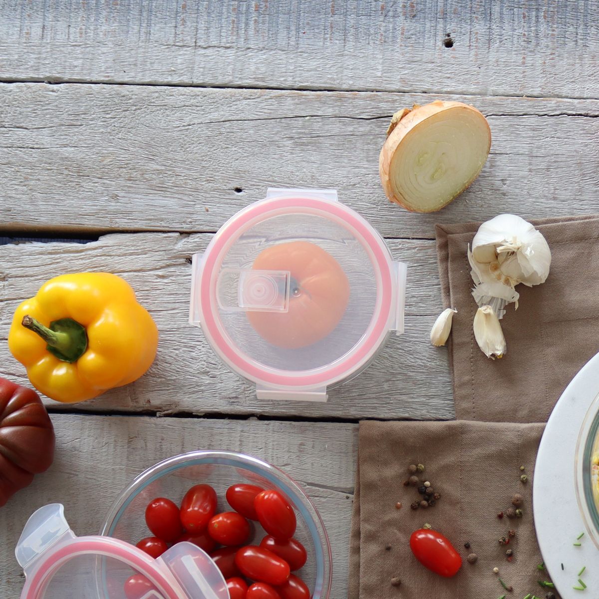 Boîte hermétique ronde 370ml en verre CLEMENTINE