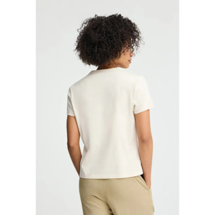 Maglietta ecrù a maniche corte e a girocollo con ricamo Rigby Go