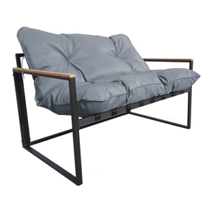 Salon de jardin "Jules" - 4 places - Gris/Noir