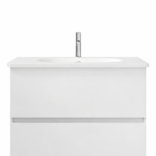Meuble de salle de bain simple vasque 80 cm BURGBAD Joline blanc
