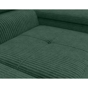 Pablo - canapé droit 2 places avec têtières ajustables - en velours côtelé - Vert
