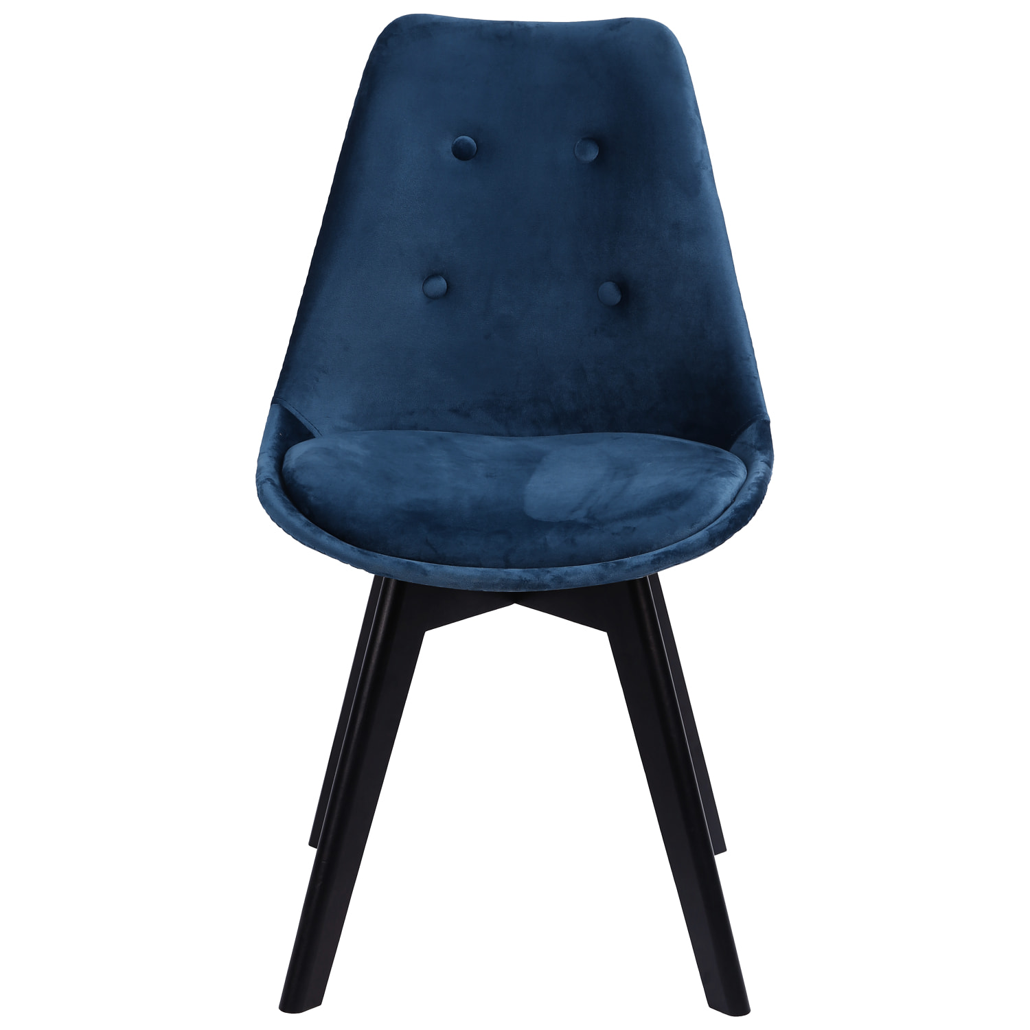 Lot de 4 chaises en velours NORA bleues avec coussin