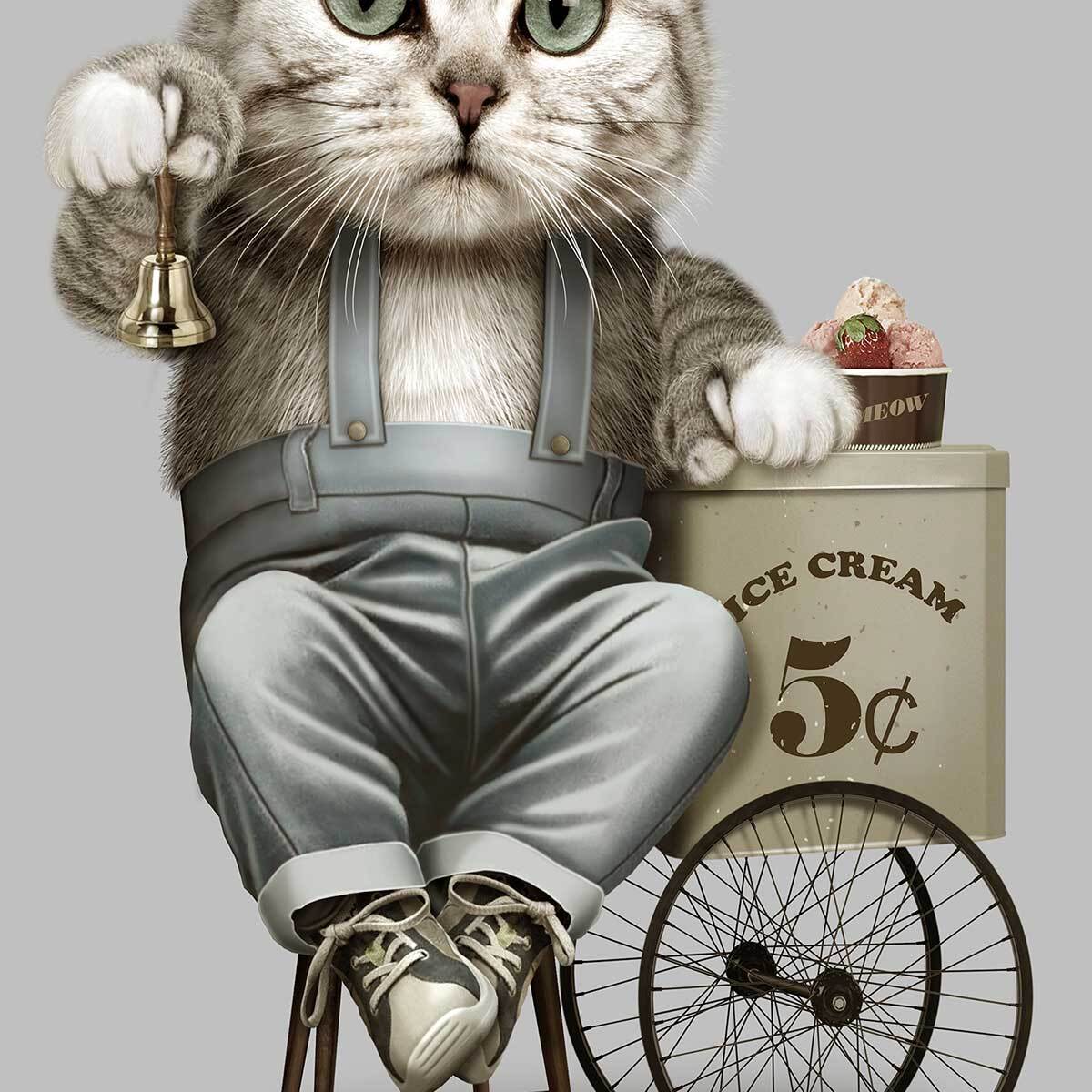 Affiche enfant vendeur de crême glacé  Affiche sous cadre noir