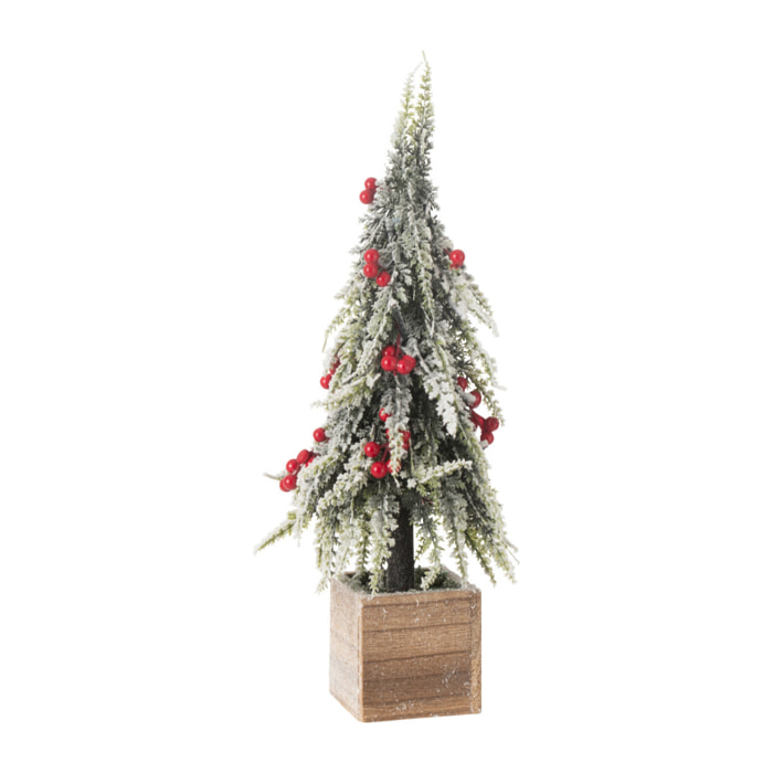J-Line decoration sapin De Noël Neige - artificiel - vert/rouge - large - LED