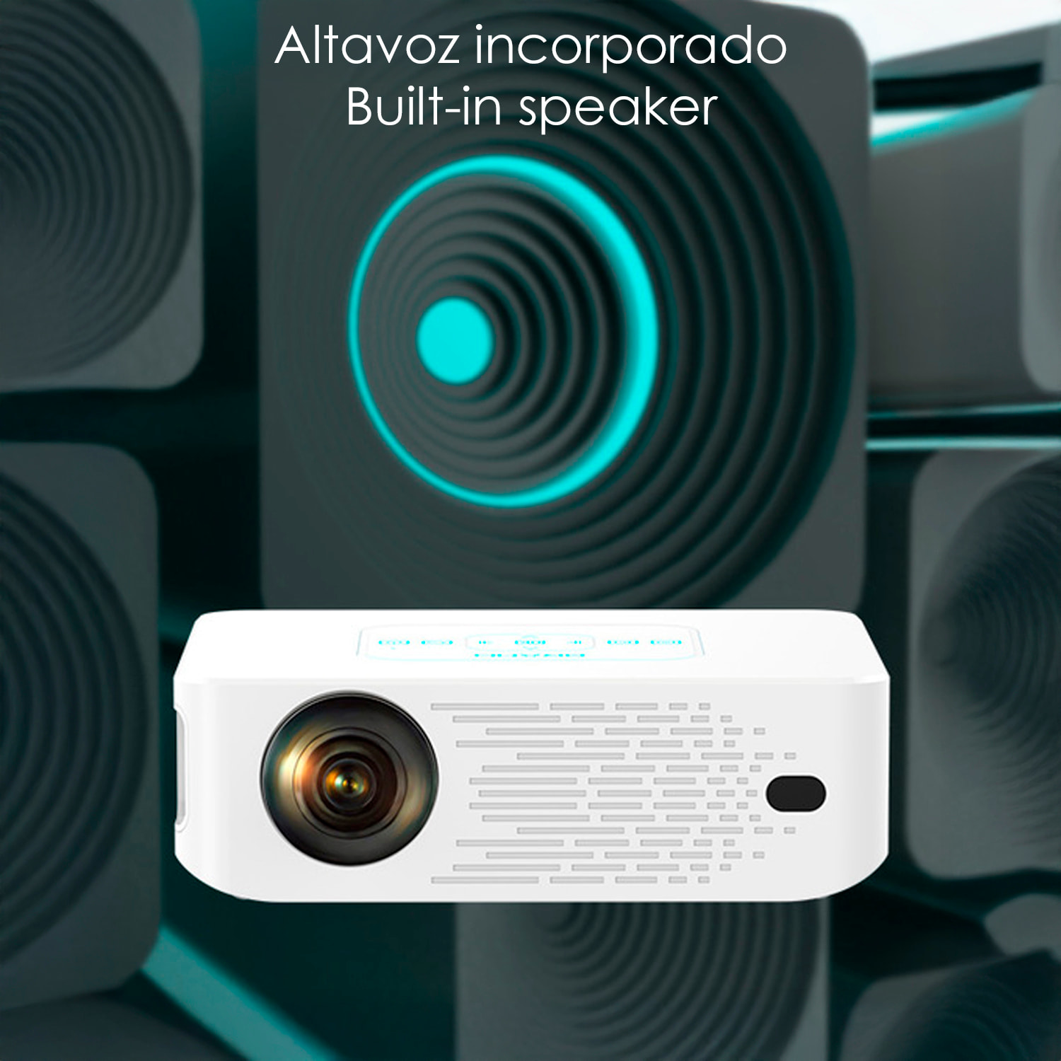 Proyector LCD Y2 soporte de 4K UHD, duplicación de pantalla para iOS y Android. De 60 a 150 pulgadas, 260 lm. Con mando a distancia.