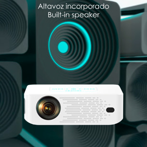 Proyector LCD Y2 soporte de 4K UHD, duplicación de pantalla para iOS y Android. De 60 a 150 pulgadas, 260 lm. Con mando a distancia.