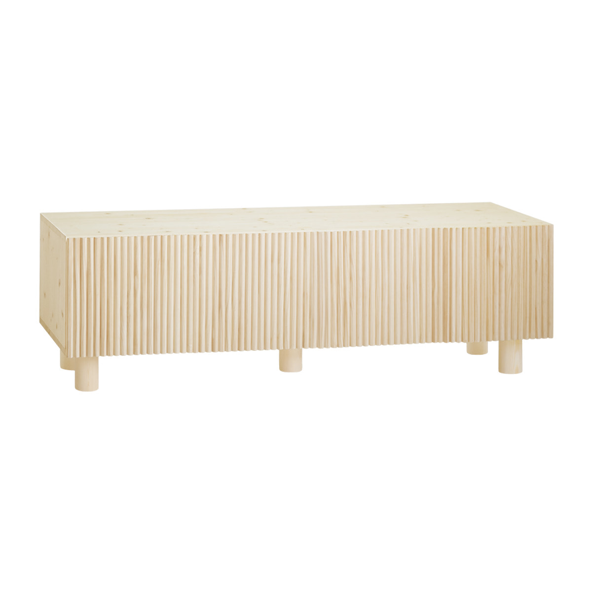 Meuble TV en bois de sapin et pin en ton naturel 152x42cm Hauteur: 45.5 Longueur: 152 Largeur: 42