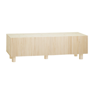 Meuble TV en bois de sapin et pin en ton naturel 152x42cm Hauteur: 45.5 Longueur: 152 Largeur: 42