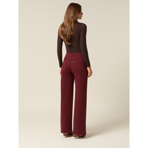 Oltre - Pantaloni palazzo misto cotone - Bordeaux