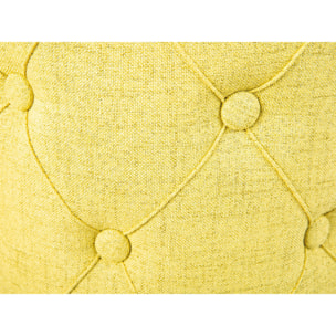 Pouf contenitore in tessuto giallo trapuntato, cm 34x34x40