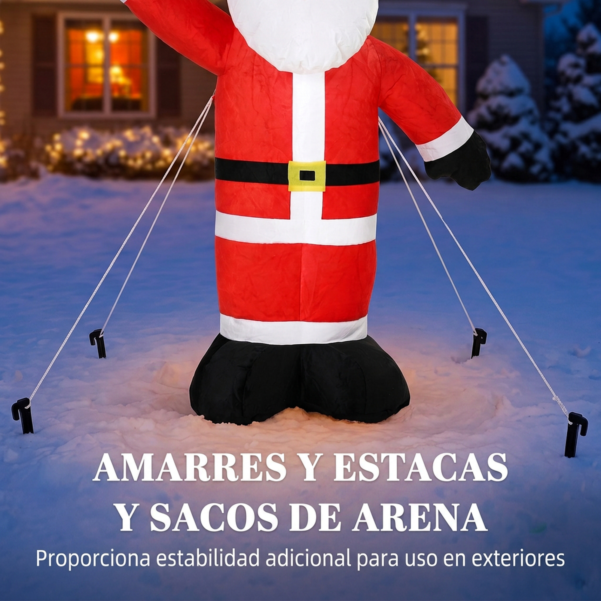 Outsunny Papá Noel Hinchable de Navidad 150 cm, Papá Noel Inflable con Luz LED, Acabado Aterciopelado, Bolsa de Almacenamiento, Decoración Navideña para Exteriores Interiores, Rojo