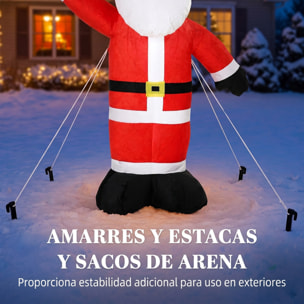Outsunny Papá Noel Hinchable de Navidad 150 cm, Papá Noel Inflable con Luz LED, Acabado Aterciopelado, Bolsa de Almacenamiento, Decoración Navideña para Exteriores Interiores, Rojo