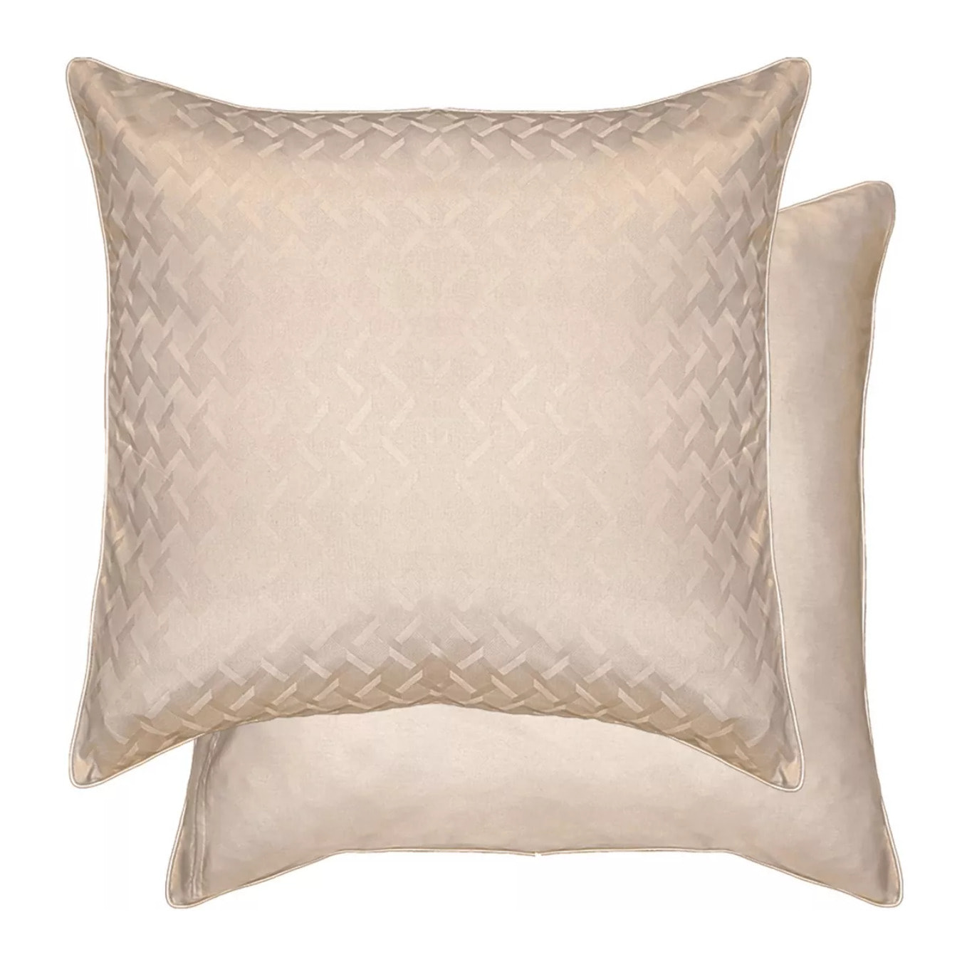 Lot de 2 taies satin de coton motif jacquard beige Adagio lin
