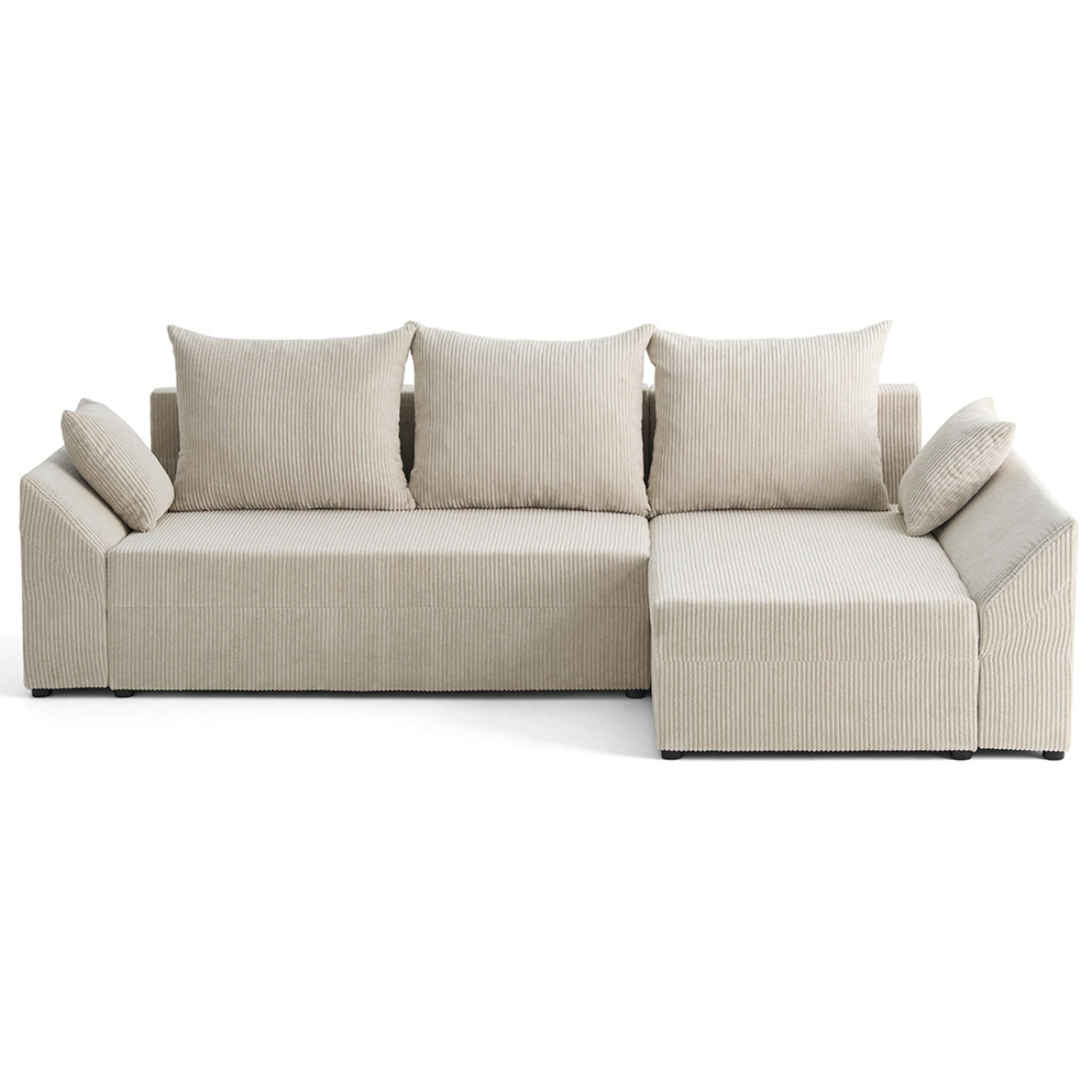 Mike - canapé d'angle réversible - 4 places - convertible avec coffre - en velours côtelé - Beige