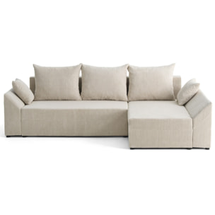 Mike - canapé d'angle réversible - 4 places - convertible avec coffre - en velours côtelé - Beige