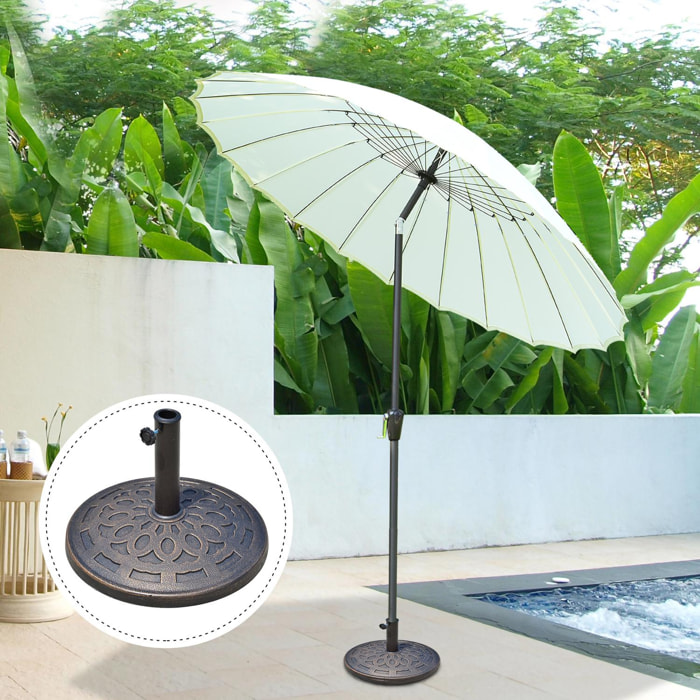 Pied de parasol base de lestage parasol rond résine imitation fonte motif rosace Ø 49 cm poids net 12 Kg bronze