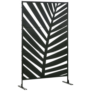 Biombo de 3 Piezas Biombo Separador de Ambientes con Diseño de Hoja de Plátano Biombo para Exterior Jardín Patio Terraza 122x45x198 cm Negro