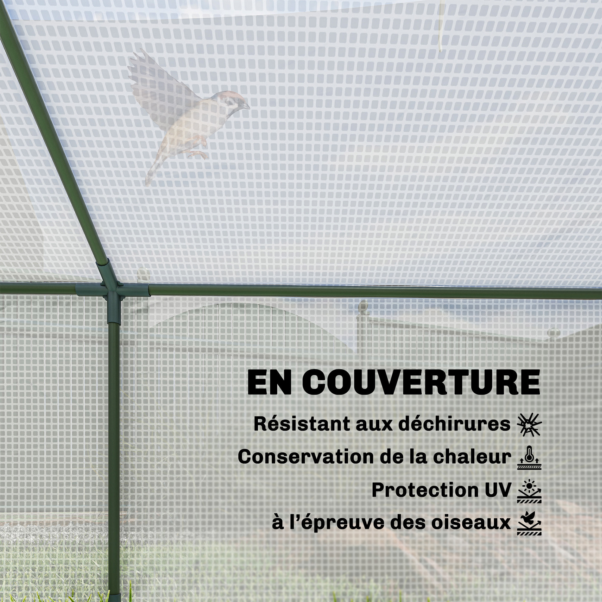 Mini serre de jardin à tomates 2 fenêtres enroulables 1,8L x 0,9l x 0,7H m blanc