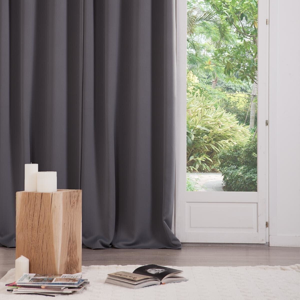Lot de 2 rideaux occultants gris ardoise 135x240cm