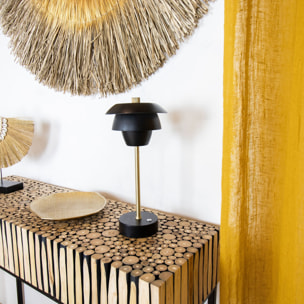 Lampe à poser rechargeable en métal noir et doré  MOXY