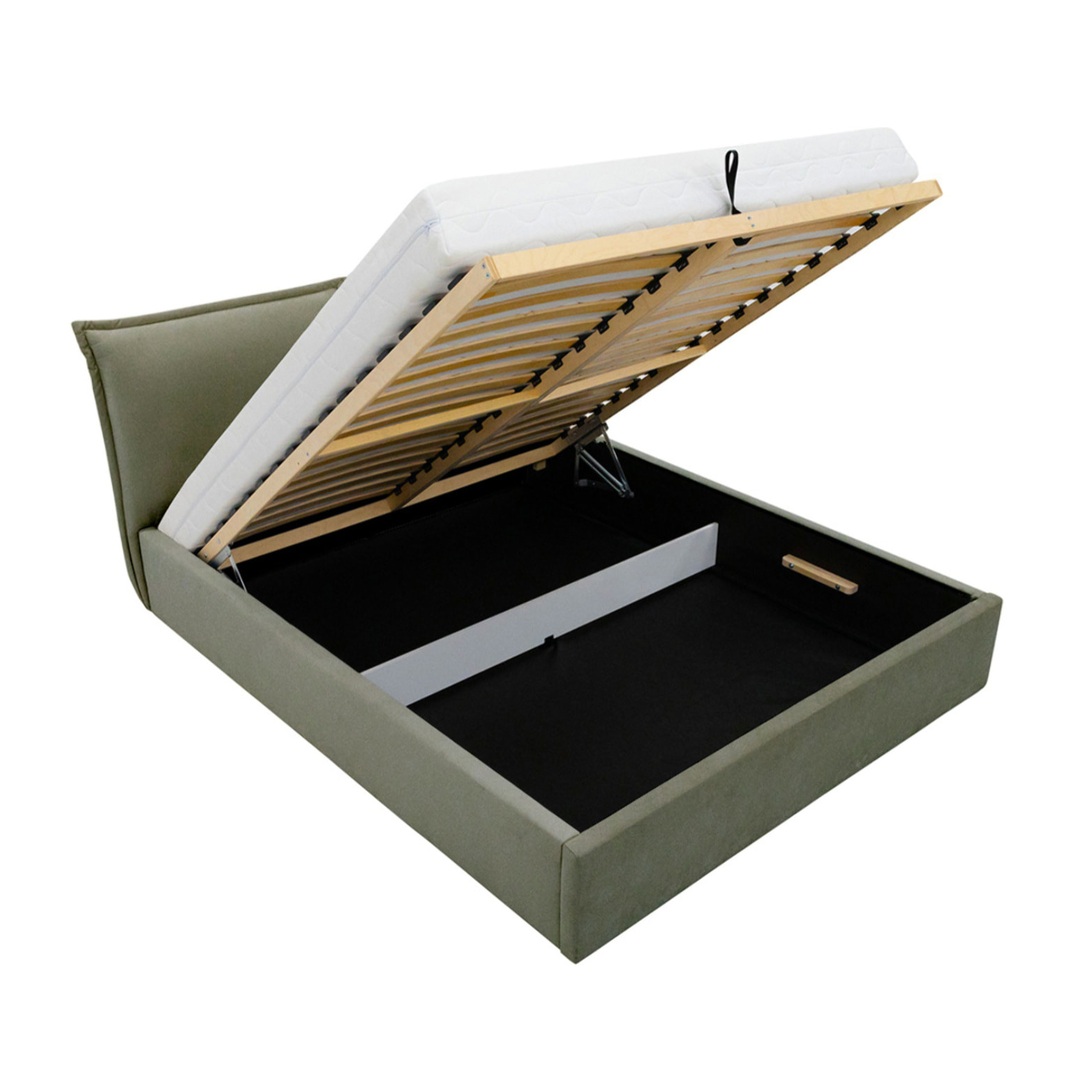 John - lit coffre - 140x200 cm - en velours - sommier inclus - Vert Kaki