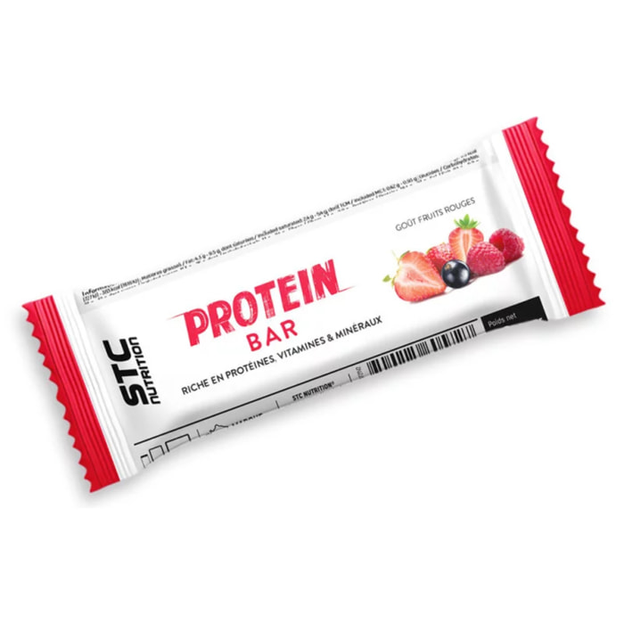 STC NUTRITION - Protein Bar - Barre protéinée enrichie en vitamines & minéraux - Maintien de la masse musculaire - 14g de protéines par barre - Etui de 5 barres - Fruits rouges