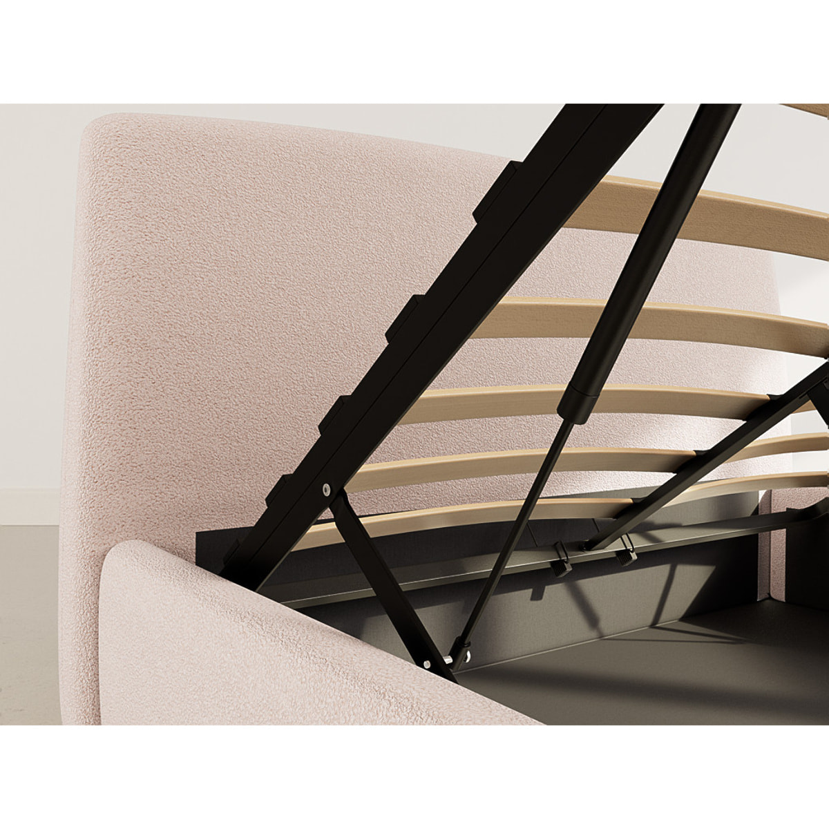 Juliette - lit coffre - 160x200 cm - en tissu bouclette - Beige