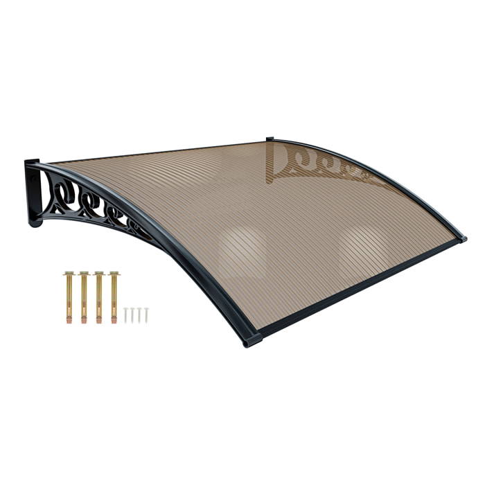 Pensilina Per Copertura In Policarbonato Alveolare Tettoia Modulabile Per Esterno Porte Balcone Finestre Elegante Resistente Fumè 100 x 120 cm