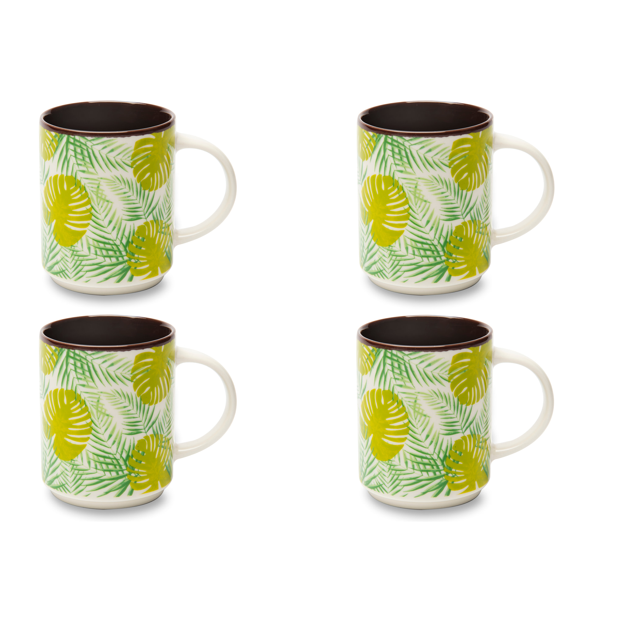 Set 4 Mug Excelsa – Foliage, New Bone China Multicolore