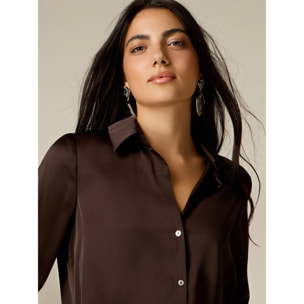 Oltre - Camicia in raso - Marrone