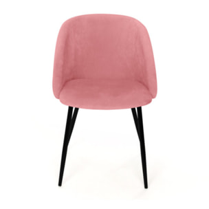 Chaises Nina velours rose pieds noirs - lot de 2