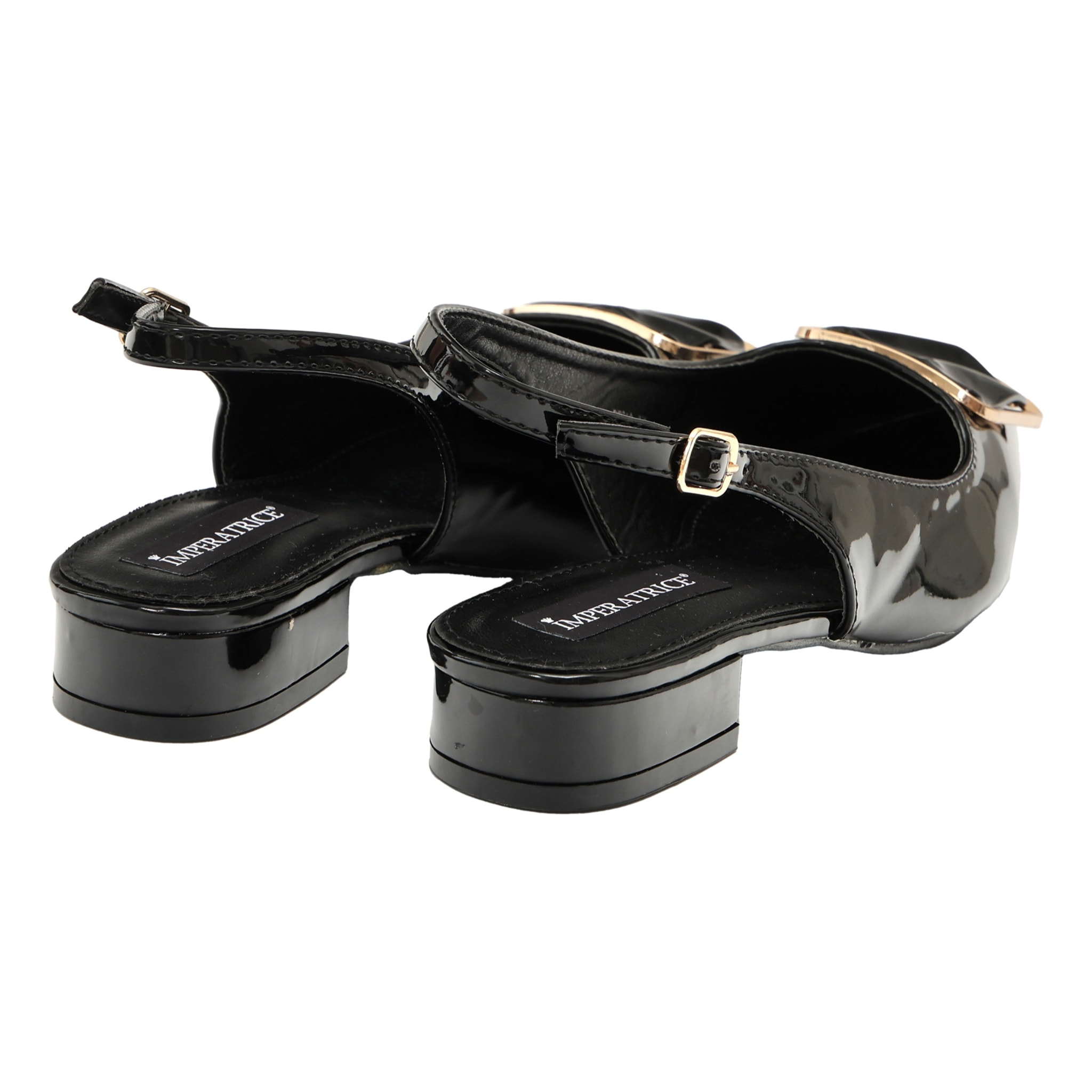 Ballerine in simil pelle verniciata con applicazione