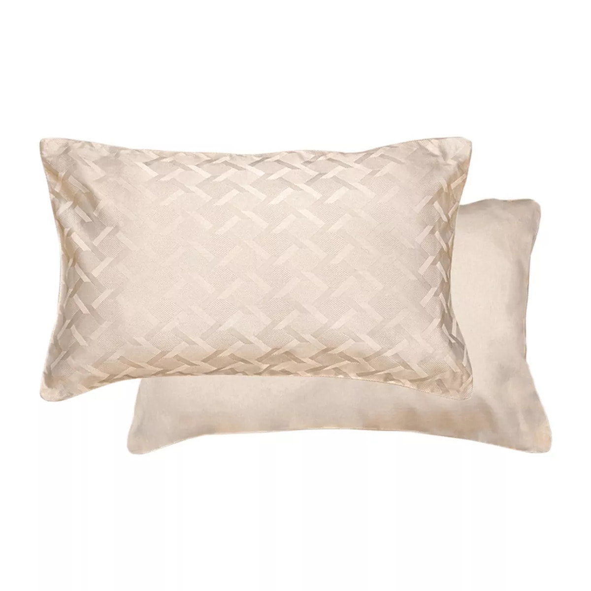 Taie d'oreiller satin de coton motif jacquard beige Adagio lin
