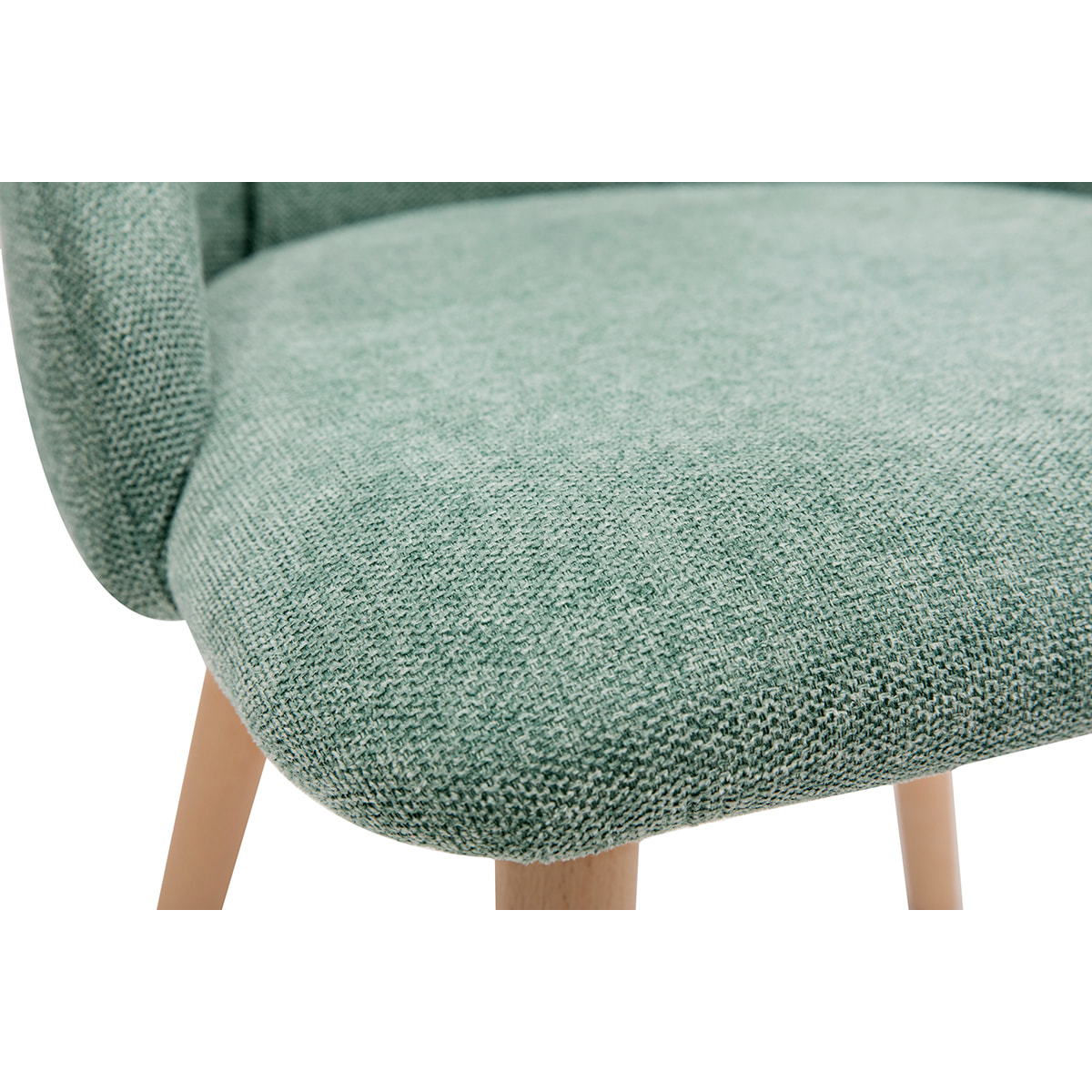 Chaises scandinaves en tissu effet velours texturé vert céladon et bois clair (lot de 2) HIGGINS