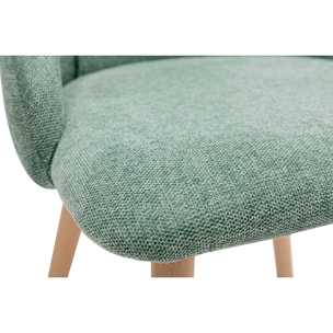 Chaises scandinaves en tissu effet velours texturé vert céladon et bois clair (lot de 2) HIGGINS