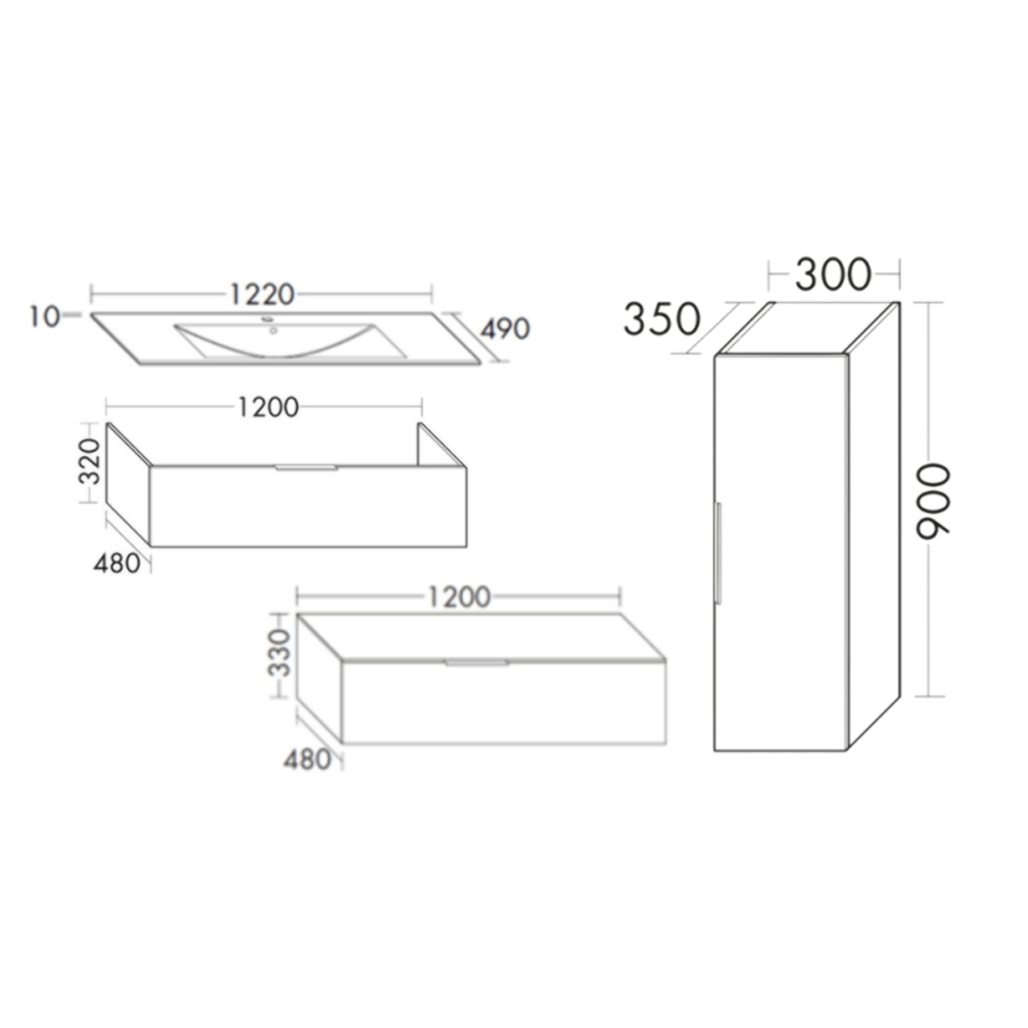 Meuble vasque 120 cm Olena en décaler chêne clair + colonne