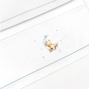 Triptico Minicuna Estampado Oso Luna Estrellas Bco/Azul