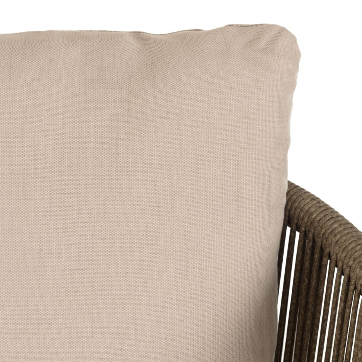 VICK - Salon de jardin 4 places en acier et cordage synthétique taupe